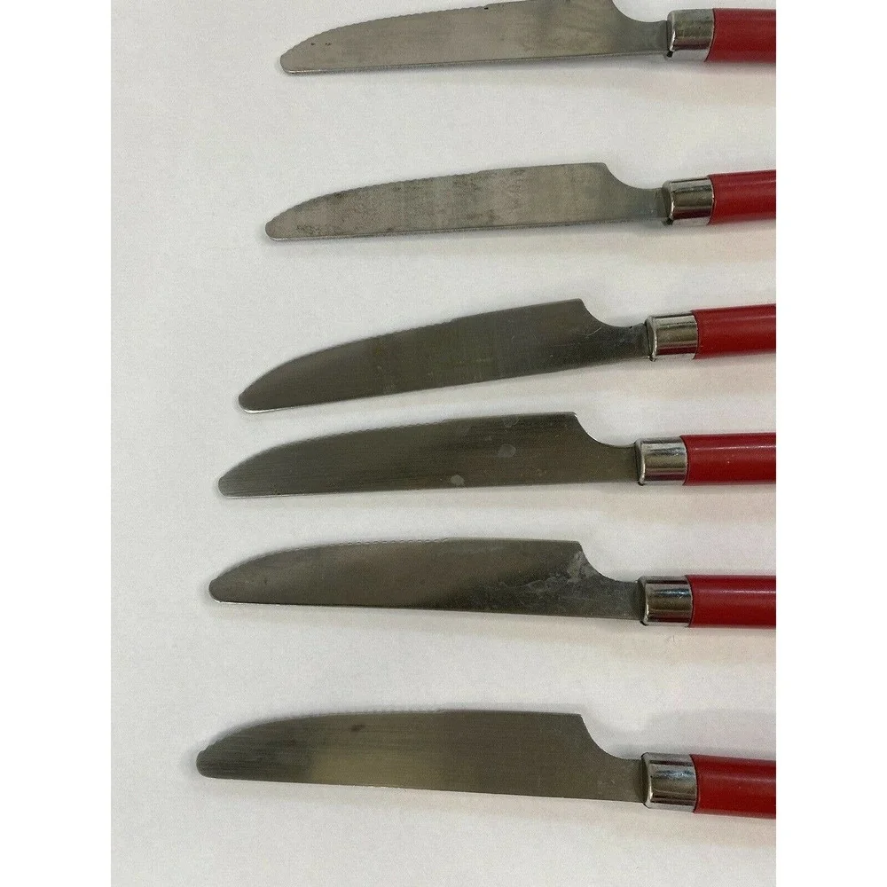 Totally Today RED Plastic Handle Stainless Flatware - Six pieces Butter Knifers